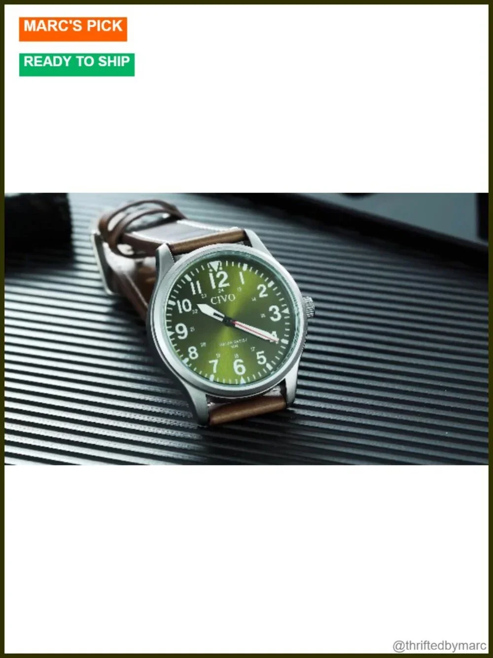 Men's Military Analog Quartz Wrist Watch Waterproof Leather Strap Luminous